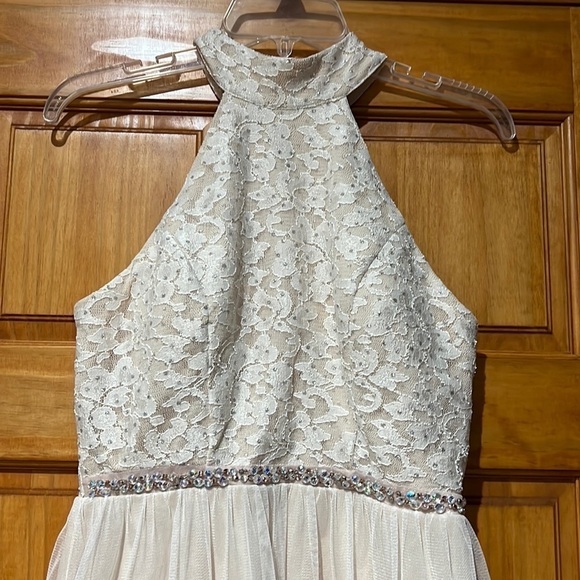 Speechless Lace Beaded Sequin High Neck Mini Dress Medium - Picture 2 of 5